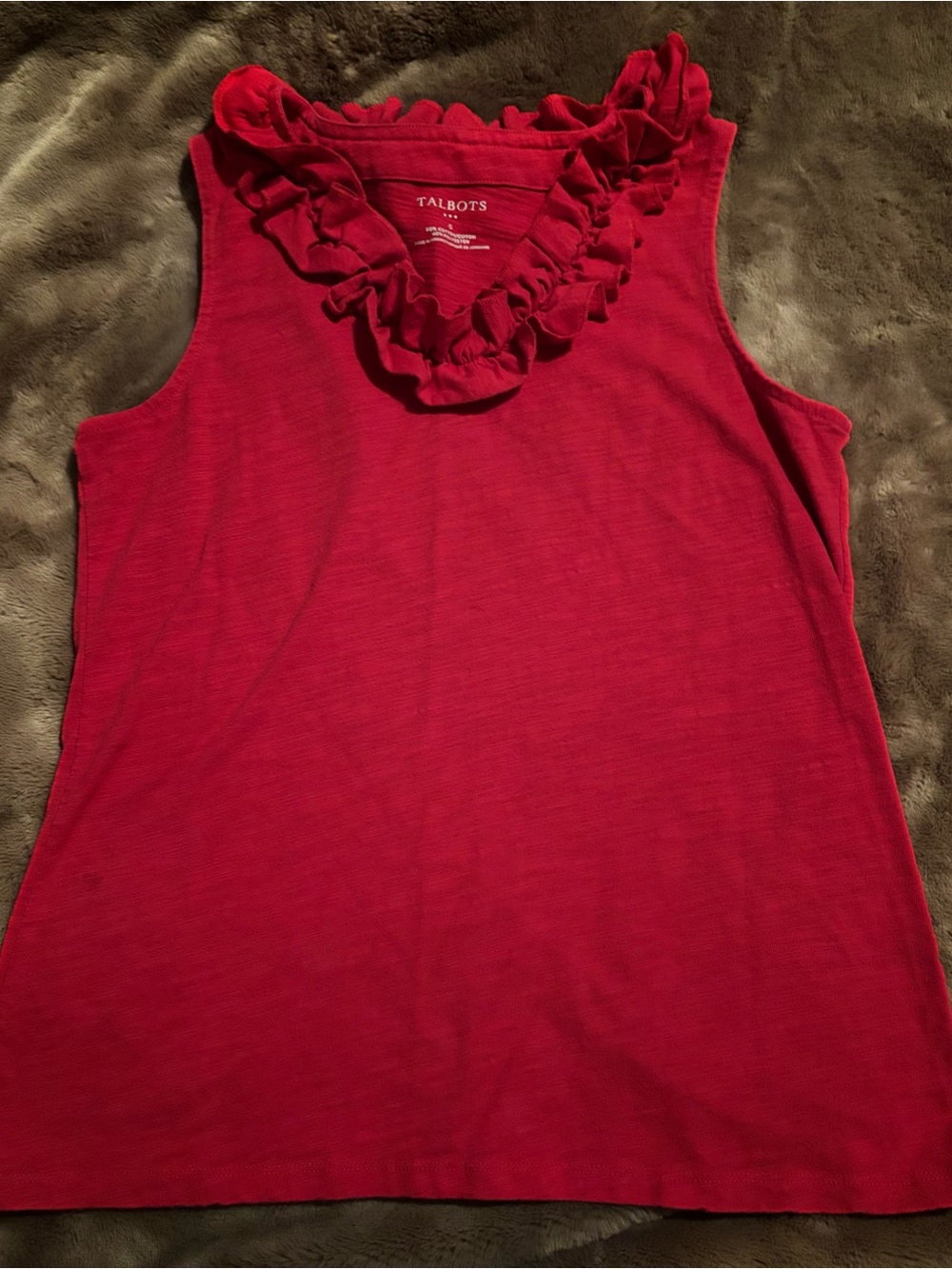 Talbots Sleeveless Red Ruffle-Neck Camisole